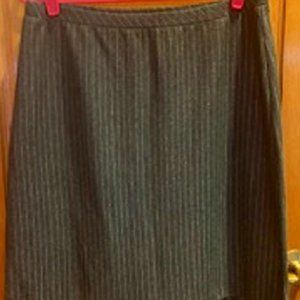 Vintage Simonton Says Skirt Striped Gray Below Knee Pull On Ruffle Hem Sz: L